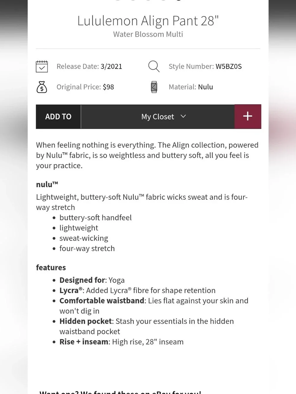 Lululemon Align High-Rise Leggings 28